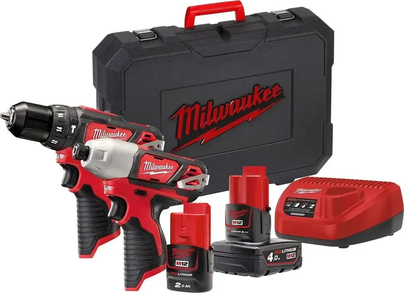 Milwaukee M12 BPP2B-421C Powerpack accu combiset 12V 2.0Ah & 4.0Ah Li-Ion M12™ in koffer - 4933443497