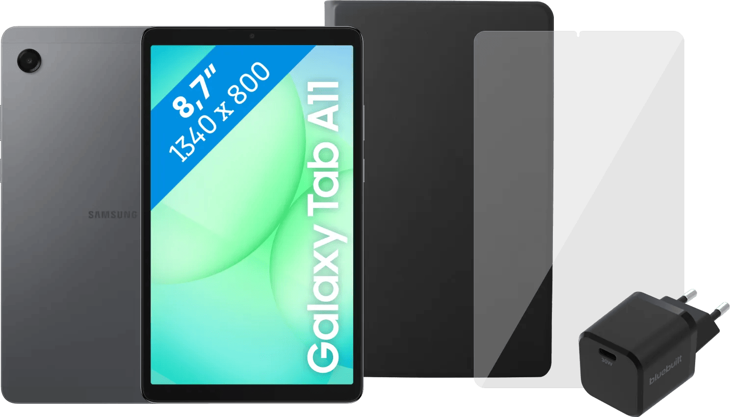 Samsung Galaxy Tab A11 8,7 inch 128GB Wifi + 4G Grijs + Compleet Accessoirepakket