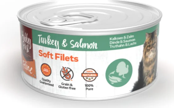 12x HobbyFirst Feline Blik Zachte Filets Kalkoen & Zalm 70 gr