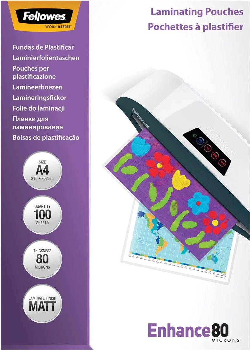Fellowes Lamineerhoezen Enhance Mat 80 mic A4 (100 Stuks)