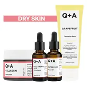 Q+A Dry Skin - Reinigingsbalsem 1x 125 ml & Gezichtsserum 1x 30 ml & Gezichtsolie 1x 30 ml & Dagcrème 1x 50 gr - Pakket
