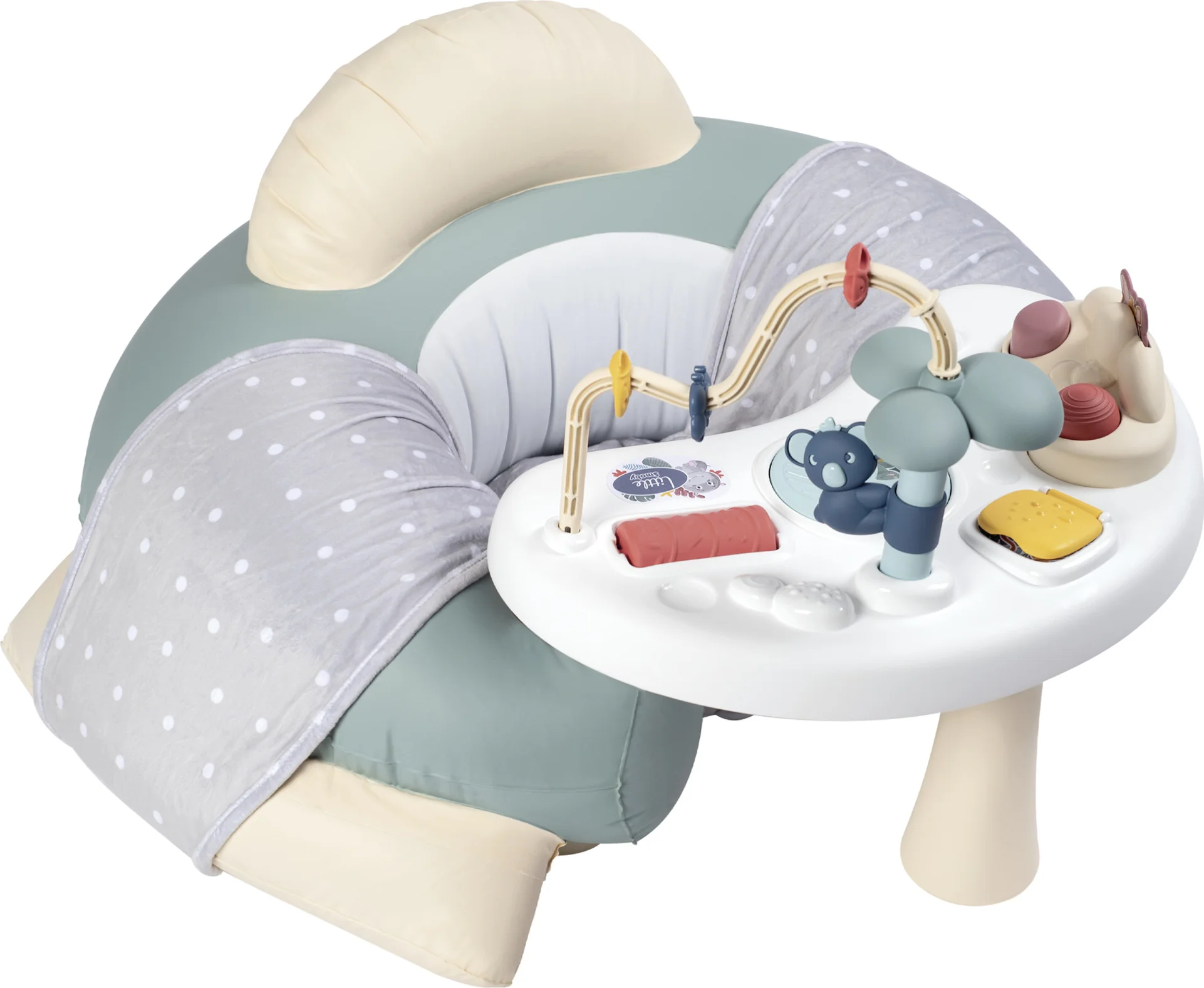 Smoby - Little Smoby - Cosy Seat - Activiteitentafel - opblaasbare stoel heeft armleuningen bedekt met stoffen bekleding, met een tablet met speelse leeractiviteiten