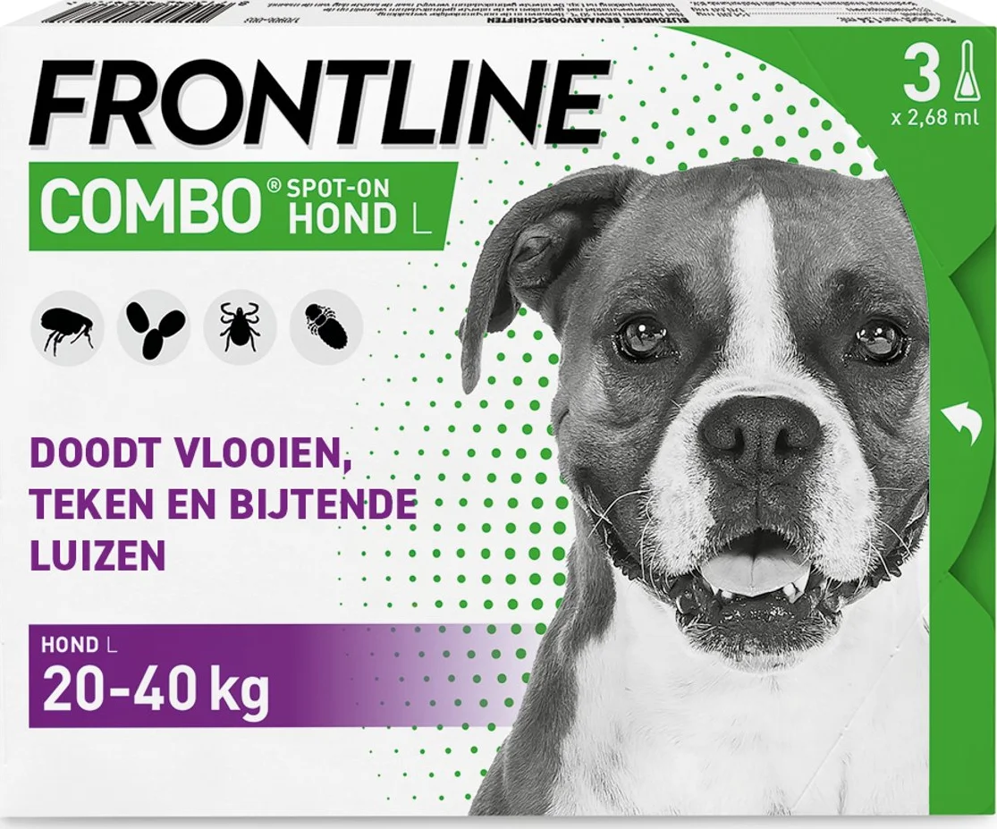 Frontline Combo Spot On Anti Vlooien en Teken Druppels Hond L 3 pipetten