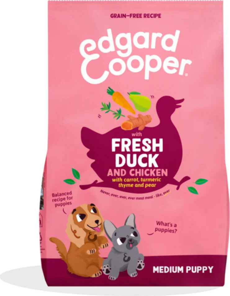 4x Edgard & Cooper Hondenvoer Droog Scharrelkip - Scharreleend Puppy 2,5 kg