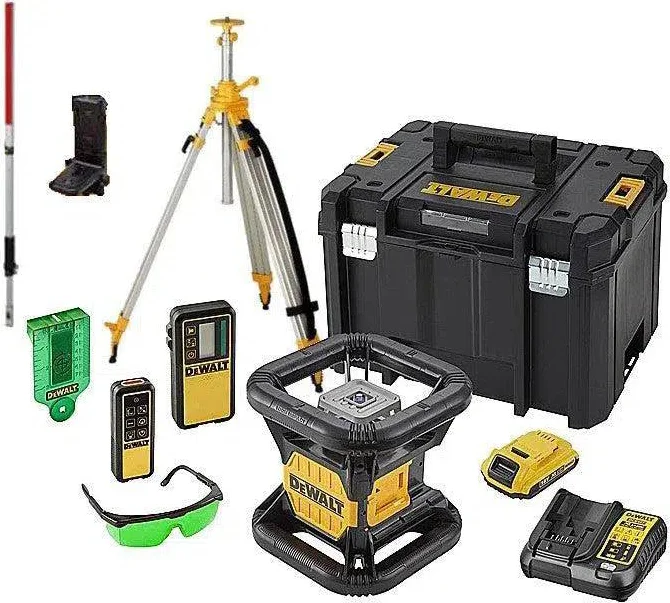 DeWALT DCE079D1G-SET Volautomatische roterende laser groen + statief + meetlat 18V XR 2.0Ah in TSTAK