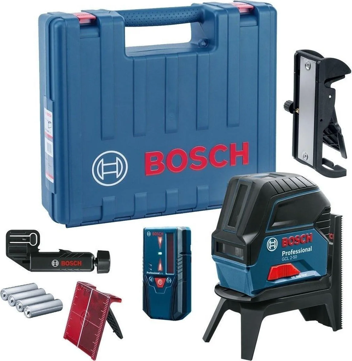 Bosch Professional GCL 2-50 Punt- en kruislijnlaser rood + LR 6 laserontvanger in koffer - 0601066F01
