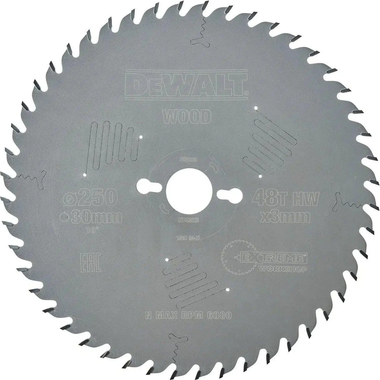 DeWALT Cirkelzaagblad voor Hout | Extreme | Ø 250mm Asgat 30mm 48T - DT4323-QZ