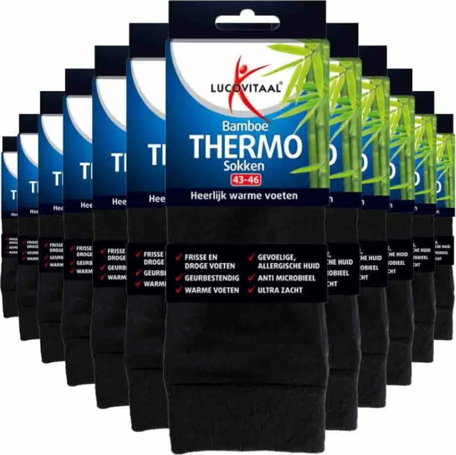 12x Lucovitaal Thermosokken Bamboe 35-38 1 paar