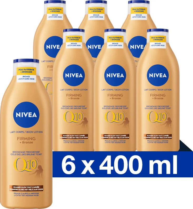 6x NIVEA Bodylotion Firming + Bronze Q10 400 ml