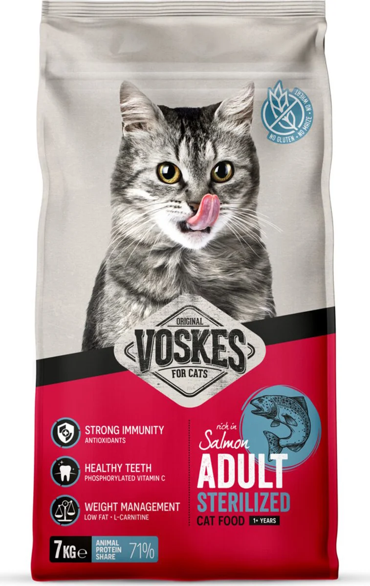 Voskes Kattenbrokken Sterilized Adult Zalm 7 kg