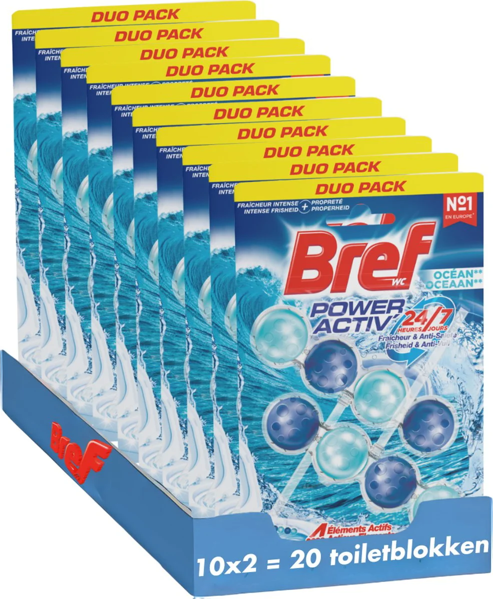 10x Bref Toiletblok Power Active Ocean 2 stuks