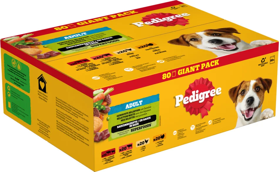 Pedigree Adult in Saus Mix Selection Maaltijdzakjes Multipack 80 x 100 gr