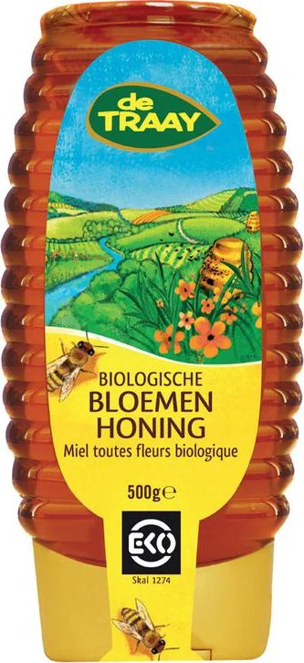 De Traay Bloemenhoning Biologisch Knijpfles 500GR