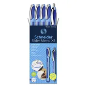 Schneider balpen - Slider Memo - penpunt XB 1,4mm - 4 stuks + 1x gratis - Slider Rave - S-150275