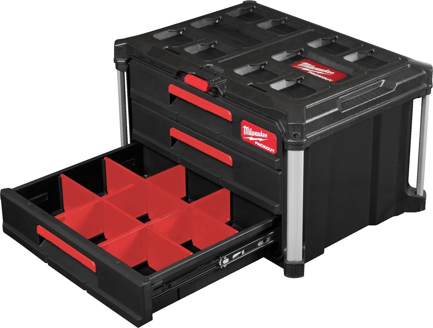 Milwaukee PACKOUT™ Gereedschapskoffer met drie lades - 4932472130