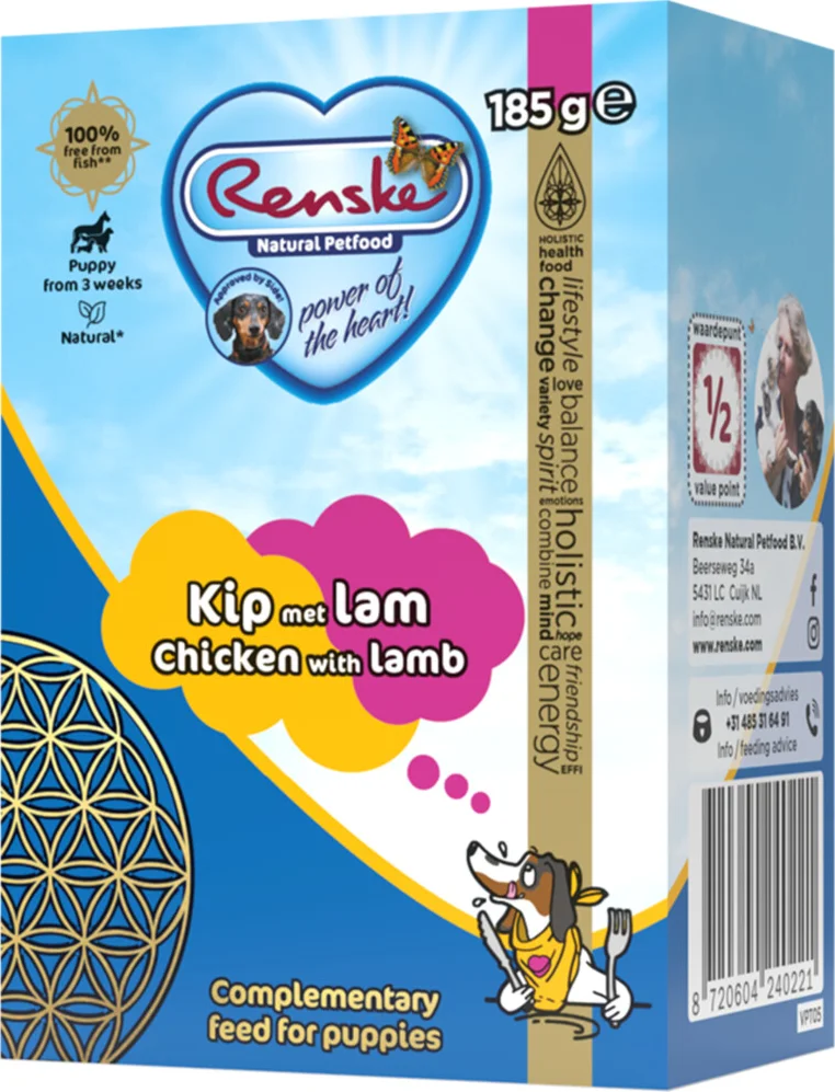 Renske Vers Puppy Tetra Hondenvoer Nat Kip met Lam 185 gr