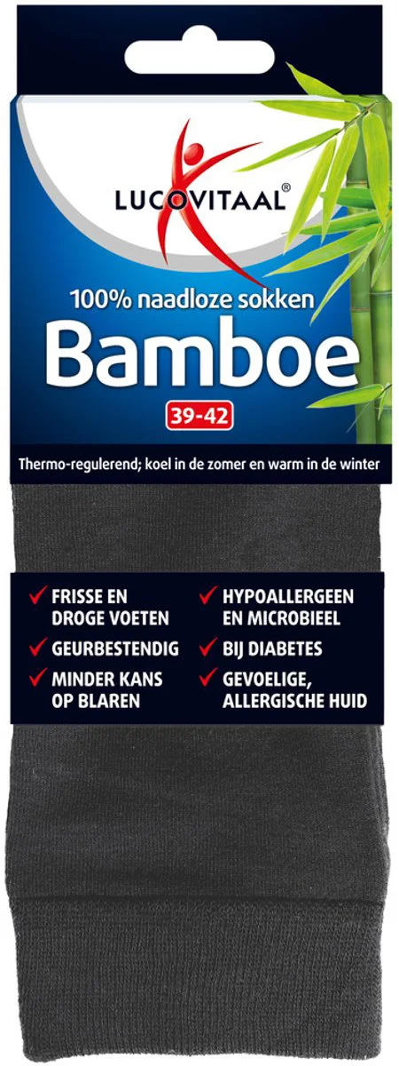 Lucovitaal Bamboe Sok Lang Antraciet Maat 39-42 1 paar