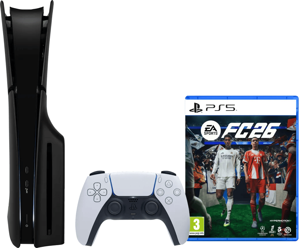 Sony PlayStation 5 Slim Disc Edition + FC 26 + Covers Zwart