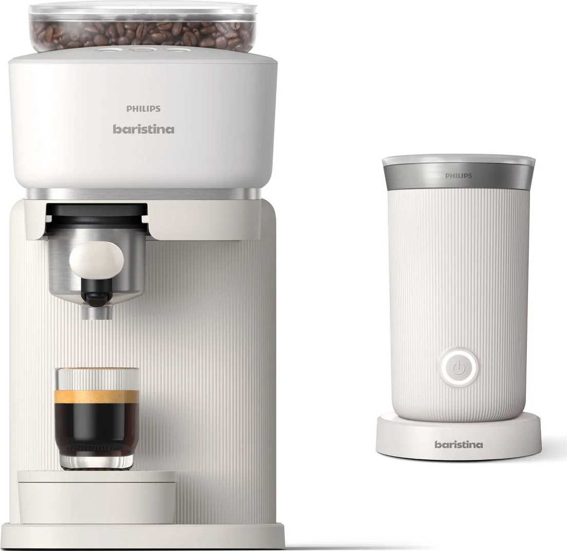 Philips Baristina + Melkopschuimer Bundel - BAR303/00 - Espressomachine - Pistonmachine - Wit
