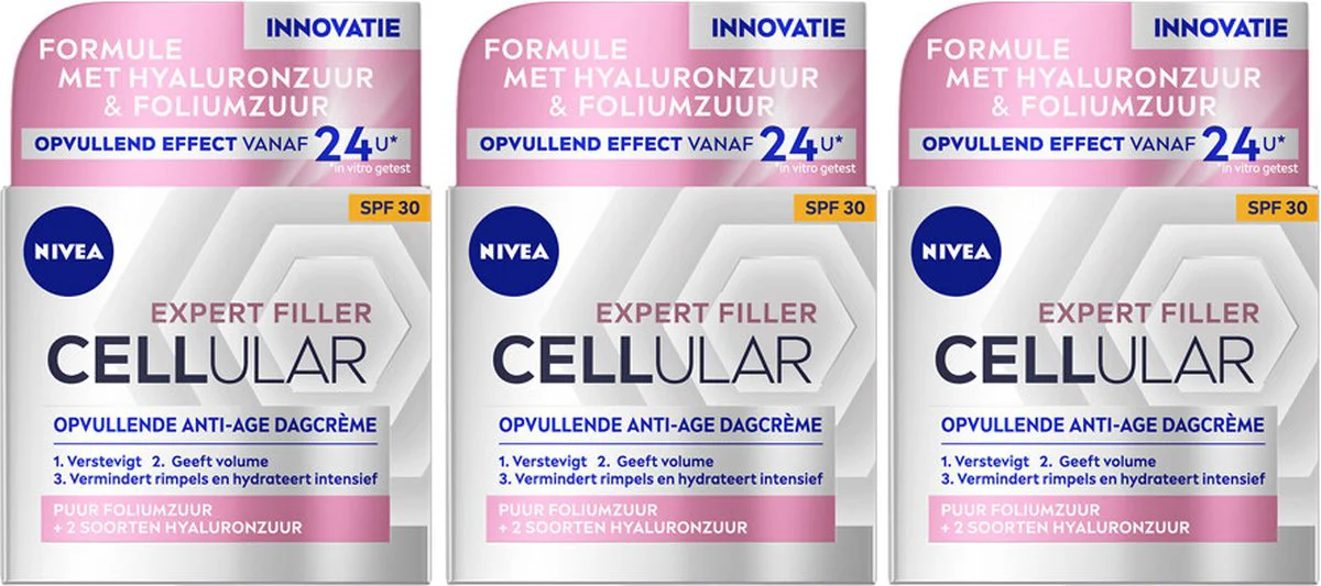3x NIVEA Cellular Filler Dagcrème Anti-Age SPF 30 50 ml
