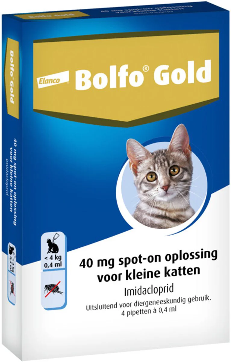 2x Bolfo Gold Anti Vlooiendruppels Kat Vanaf 1 kg 4 pipetten
