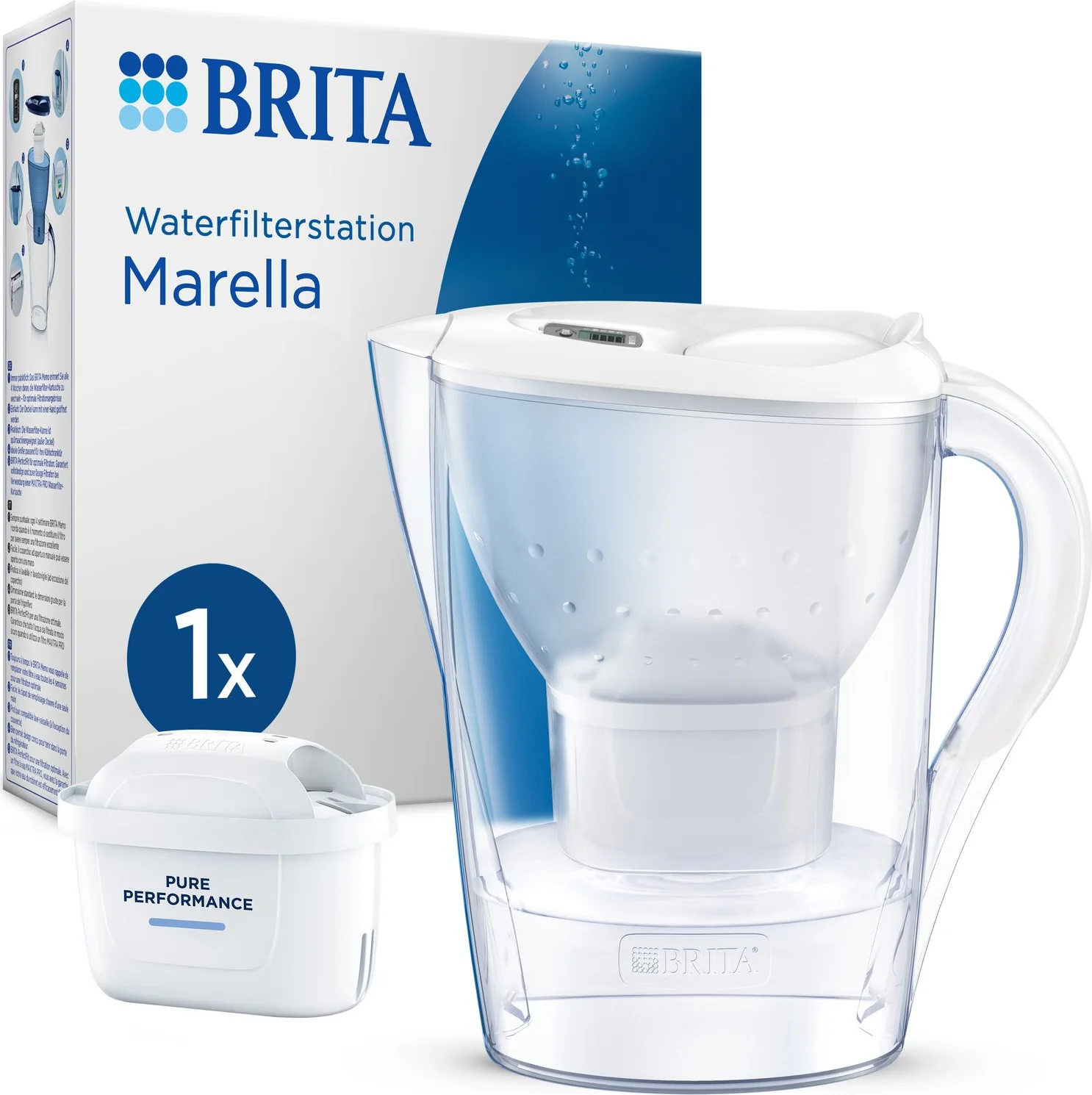 Brita Waterfilterkan Marella Wit + 1 Maxtra Filterpatroon 2,4LT