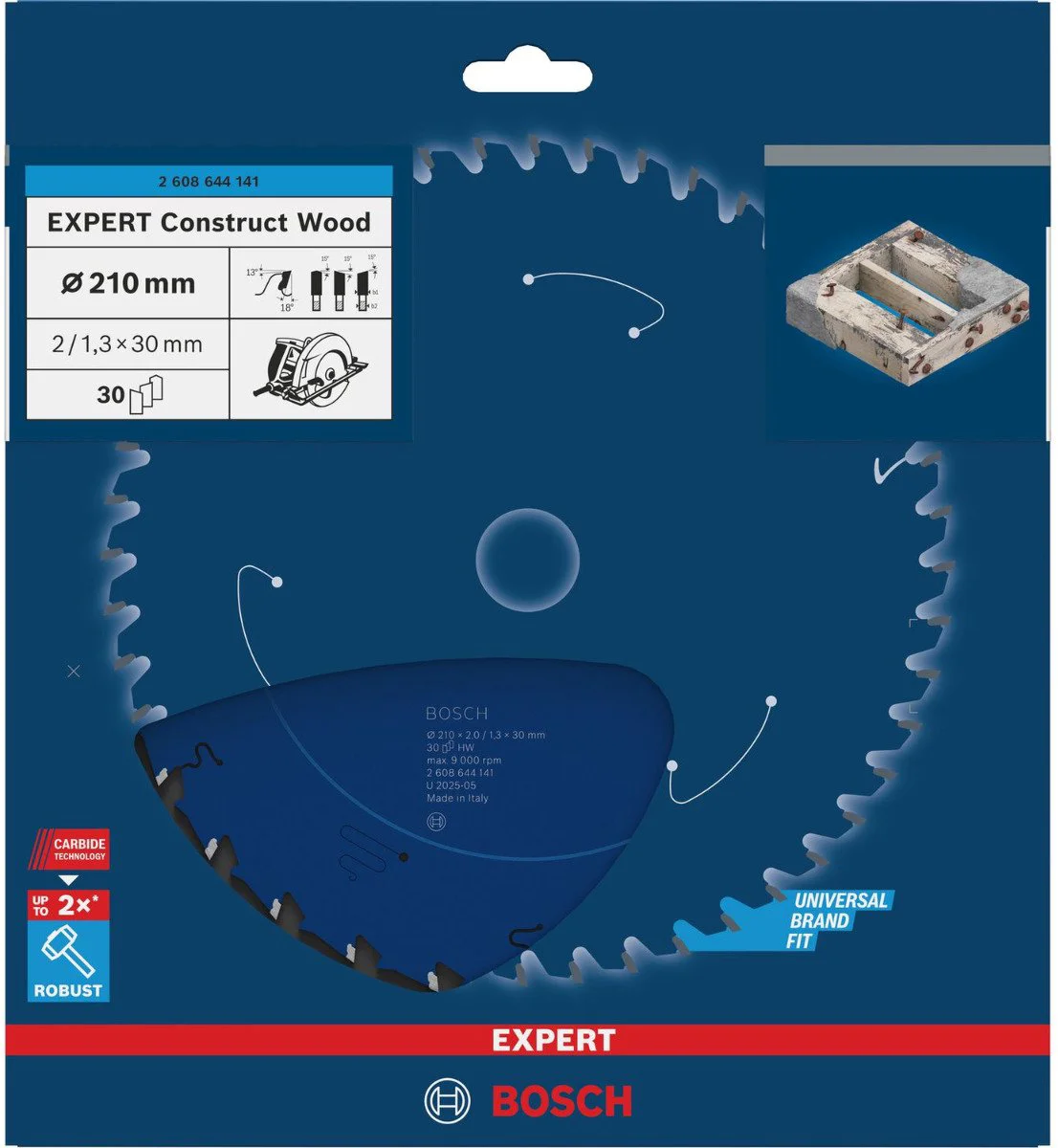 Bosch Professional Cirkelzaagblad EXPERT Construct Wood | Ø 210 x 2,0 x 30mm 30T - 2608644141