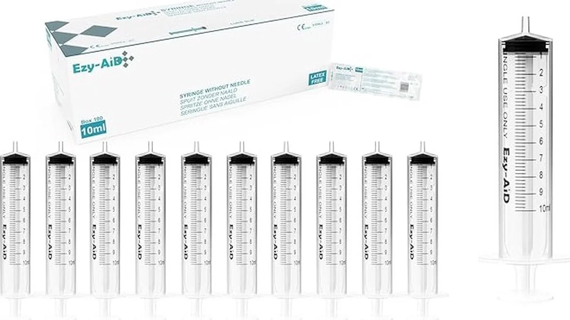 100st. - 10 ml Ezy-Aid wegwerp steriele injectie spuit | Luer Slip Tip, medische spuiten voor eenmalig gebruik zonder naalden