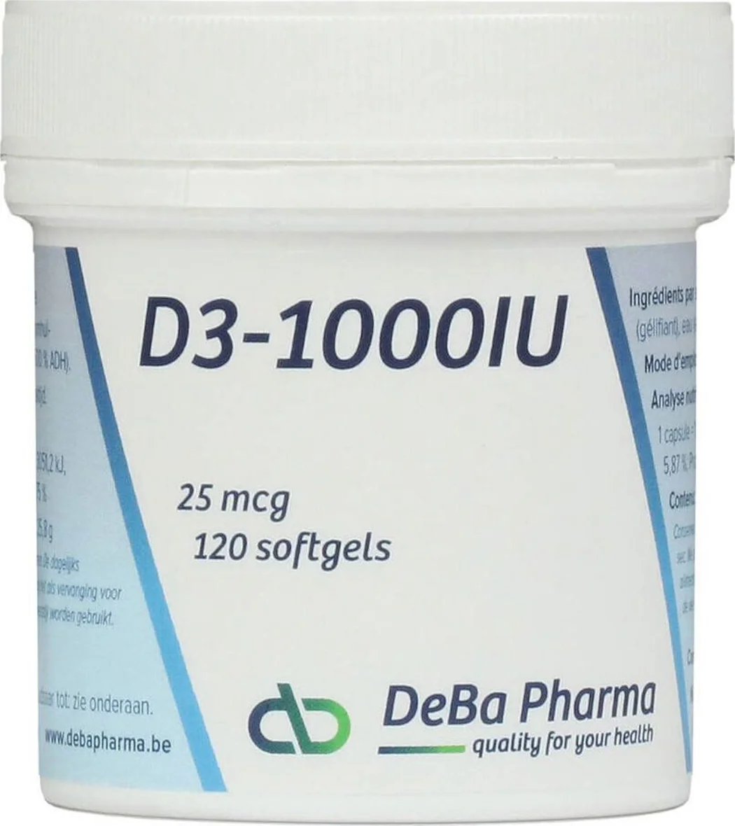 DeBa Pharma Vitamine D3-1000 IU 25 Mcg Softgels 120SG