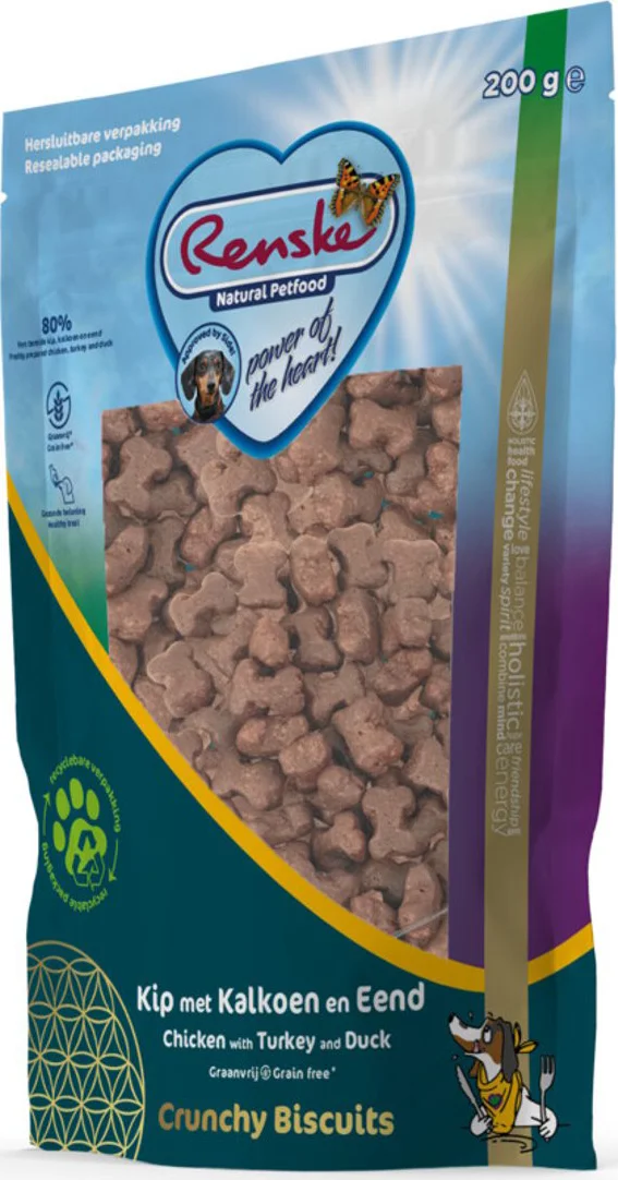 Renske Gezonde Beloning Crunchy Hondensnack Kip & Kalkoen & Eend 200 gr