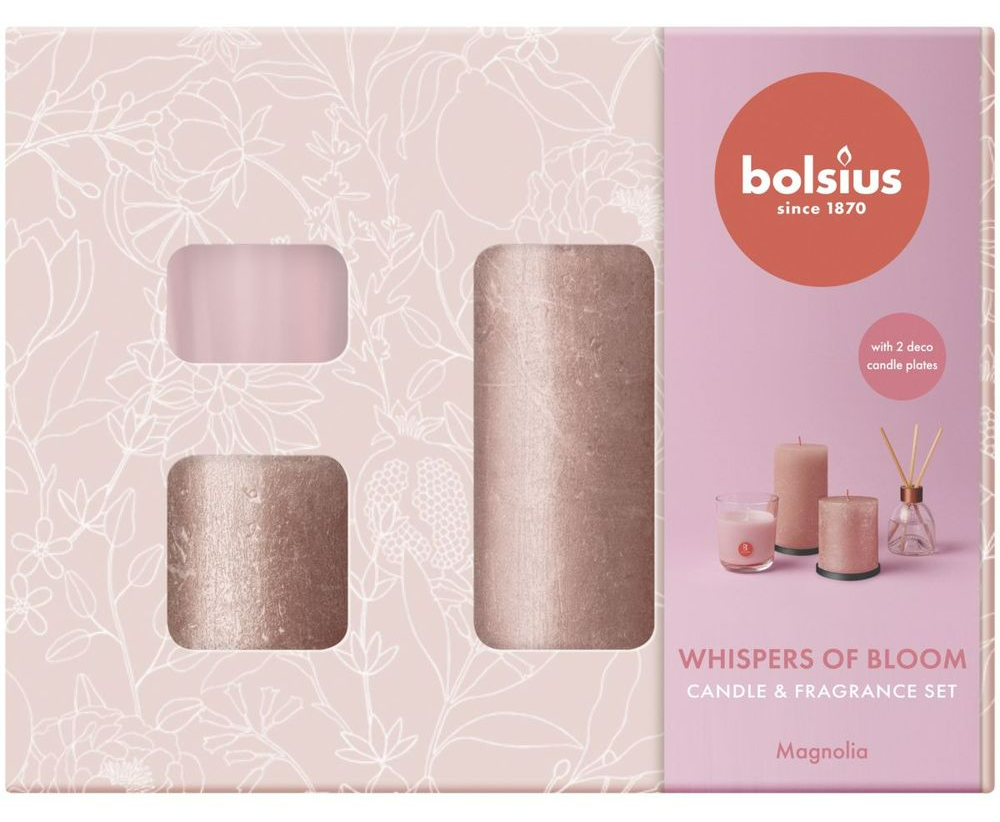 Bolsius Whisper Of Bloom Candle & Fragrance Set Magnolia