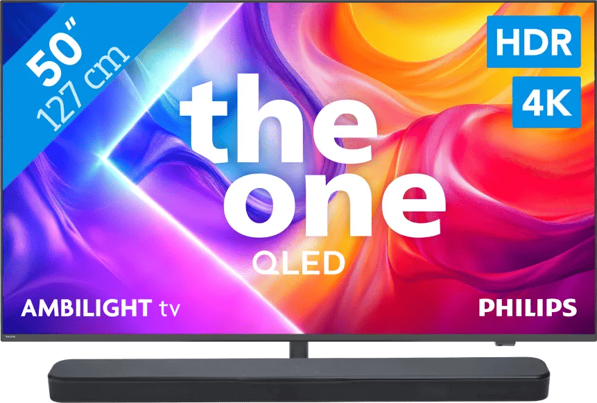 Philips Ambilight 50" PUS9000 QLED 4K (2025) + JBL Bar 300 MK2 Zwart