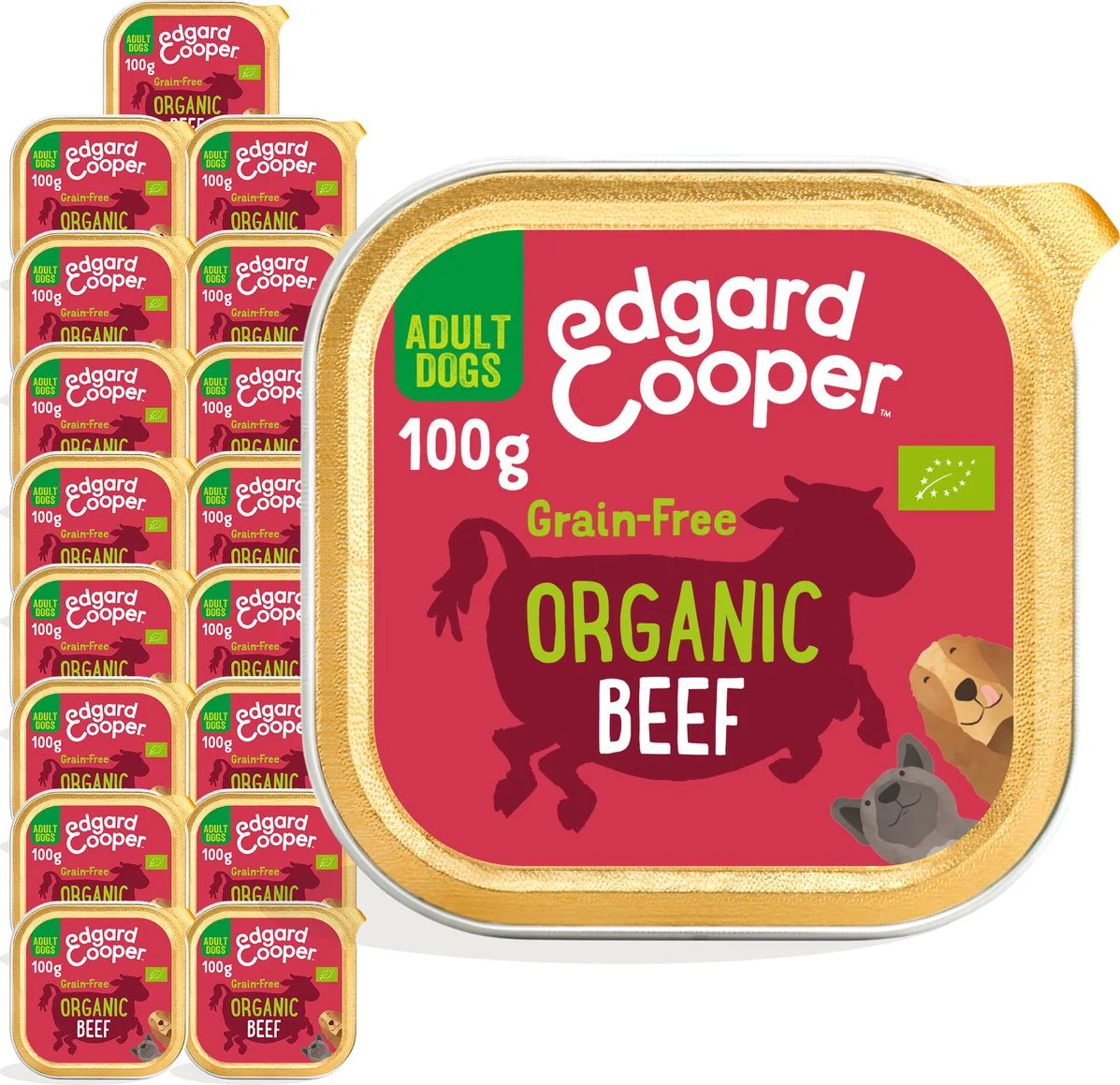 17x Edgard & Cooper Kuipje Vers Vlees Hondenvoer Bio Rund 100 gr