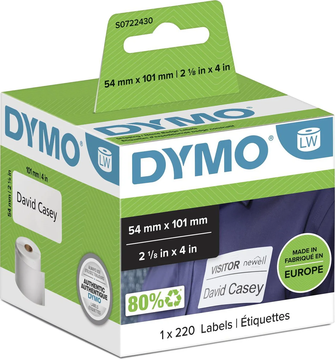 DYMO LabelWriter Grote Etiketten 54 x 101 mm 220 stuks