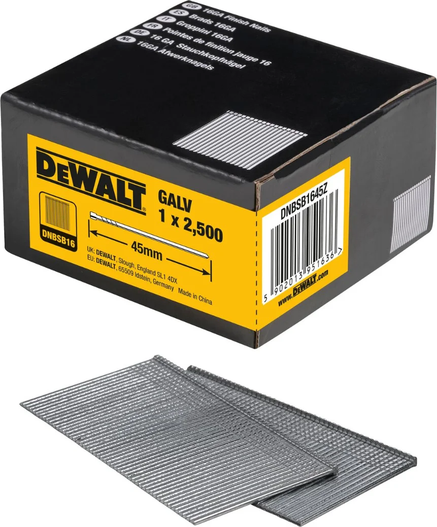 DeWALT DNBSB1645Z 16 Gauge GAL Spijkers 1.5x45mm VE=2500