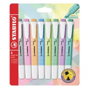 STABILO swing cool - Markeerstift - Perfect Voor Onderweg - Pastel - Etui Met 8 Kleuren