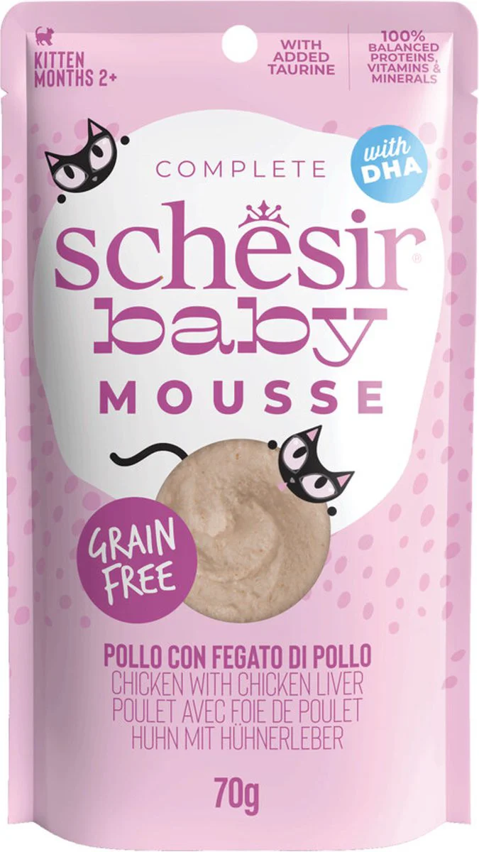 12x Schesir Baby Kitten Mousse Kip 70 gr