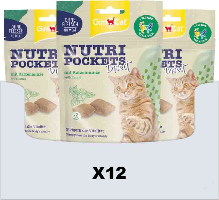 12x GimCat Nutri Pockets Insect & Catnip 60 gr