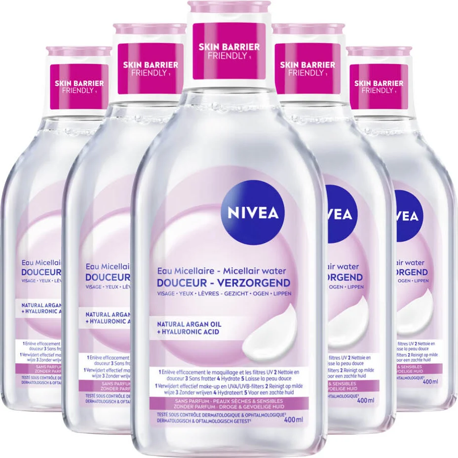 5x NIVEA Caring Micellair Water Droge Huid 400 ml