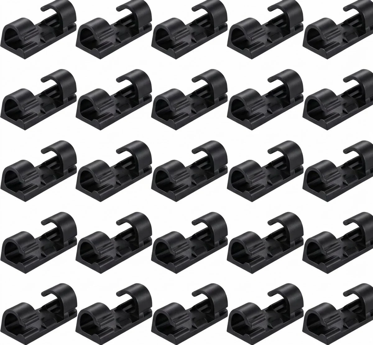 Kabelclips - 20 Stuks - Kabelhouder - Zwart - Zelfklevend - Kabelbinder - Kabel organiser - OXILO