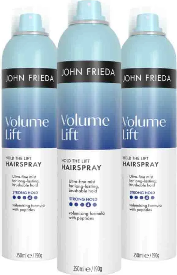 3x John Frieda Volume Lift Hairspray 250 ml