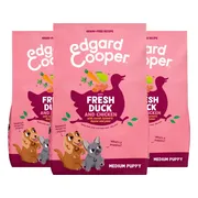3x Edgard & Cooper Hondenvoer Droog Puppy Eend & Kip Medium 1 kg