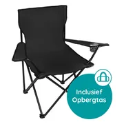 EASTWALL Opvouwbare Kampeerstoel - Multifunctionele Vouwstoel - Campingstoel met Bekerhouder - Tuinstoel Inklapbaar - Klapstoel - Max 100 kg - Strandstoel - Visstoel - Zwart