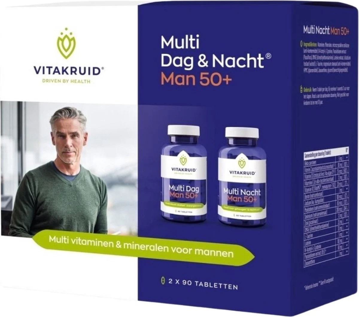 Vitakruid Multi Dag & Nacht Man 50+ 100% Vegan 2 x 30 60TB