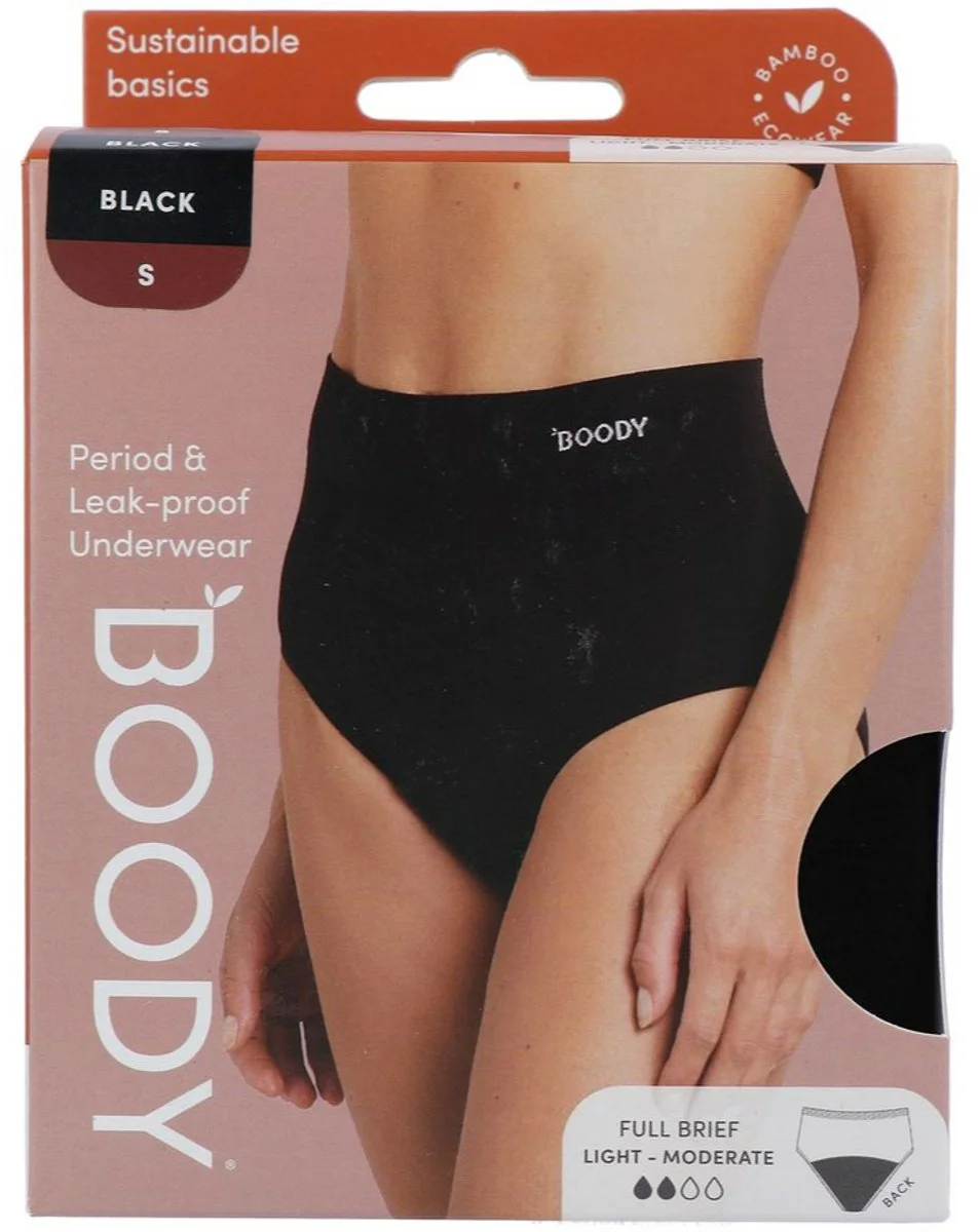 Boody Menstruatieondergoed Tailleslip Zwart Licht/Normaal Maat S