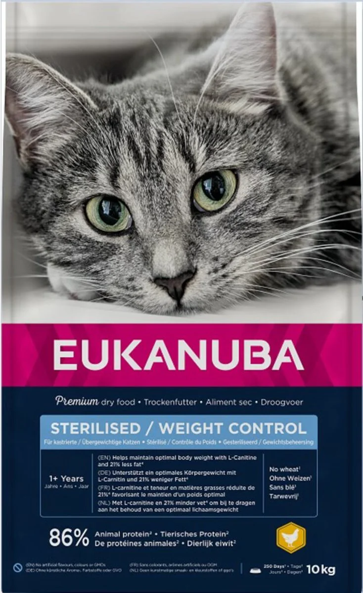 Eukanuba Kattenvoer Droog Adult Overweight Sterilised Kip - Lever 10 kg