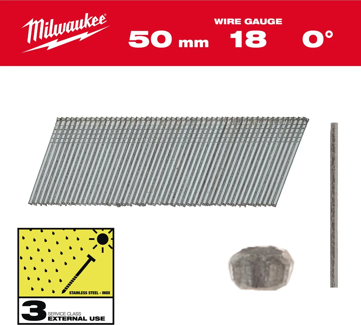 Milwaukee Brads 18 Ga | 50mm | RVS | VE=5000 - 4932492564