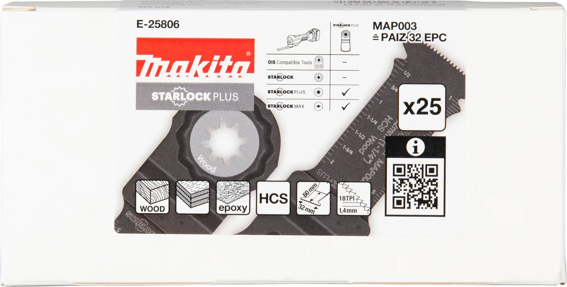 Makita E-25806 MAP003 Invalzaagblad 32x60mm hout 25 stuks