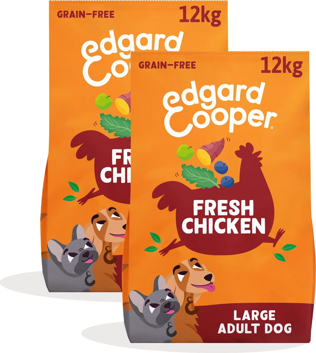 2x Edgard & Cooper Hondenvoer Droog Scharrelkip 12 kg