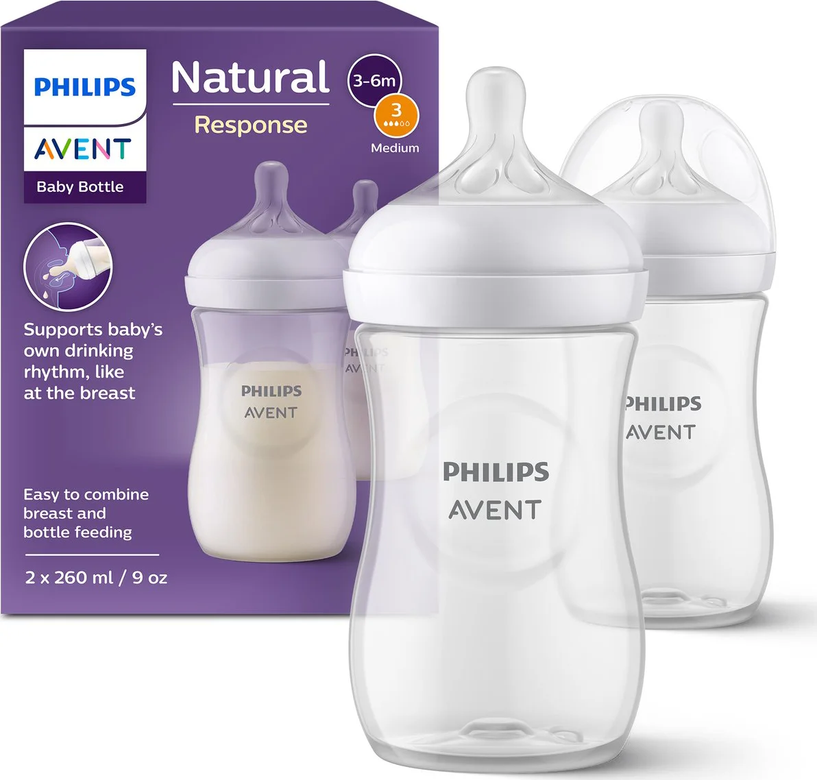 Philips Avent Voedingsfles Natural Response 2-Pack 260 ml
